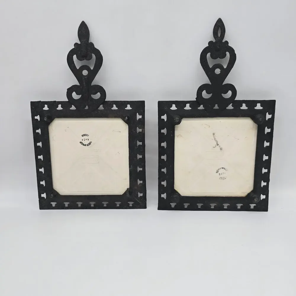 Vintage Holt Howard Cast Iron Ceramic Lobster Trivet Japan Fujimiyaki Set of Two